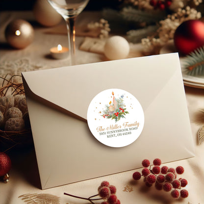 Candle and Greenery Christmas Tree Return Address Sticker