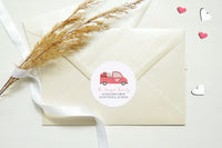 Valentine Heart Truck Return Address Sticker or Label