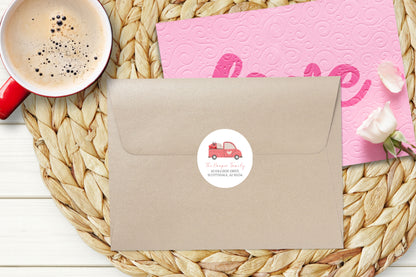 Valentine Heart Truck Return Address Sticker or Label