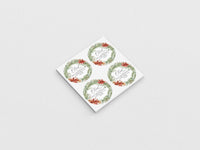 Red Poinsettia Wreath Christmas Return Address Sticker or Label
