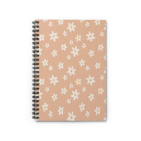 Daisy Pattern Spiral Notebook — Peach Floral Ruled Journal
