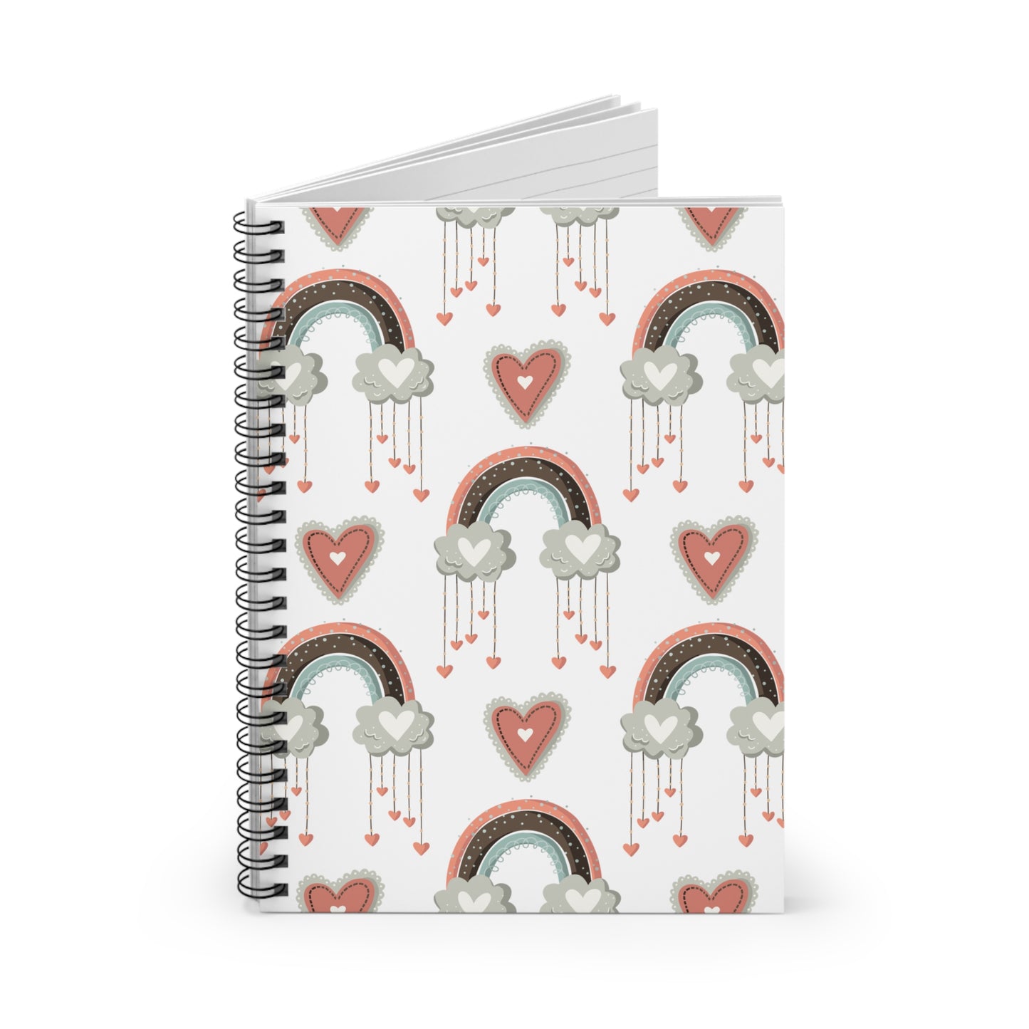 Rainbows and Hearts Valentine Spiral Notebook