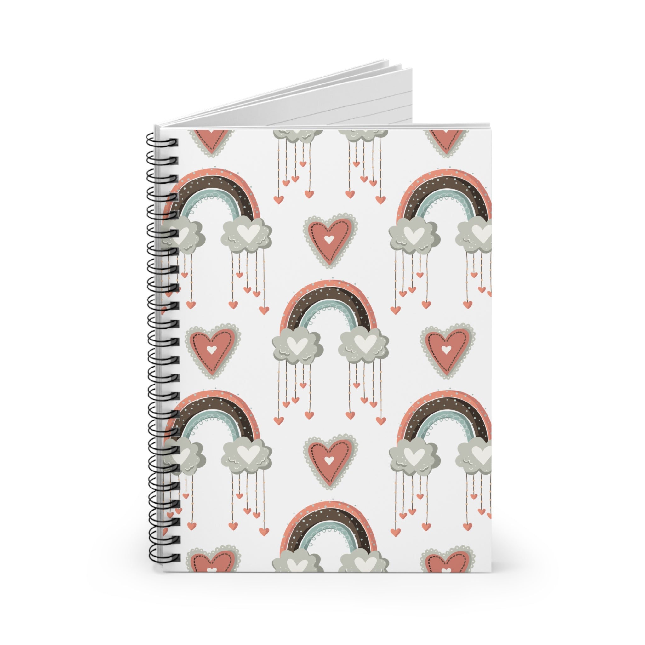 Rainbows and Hearts Valentine Spiral Notebook