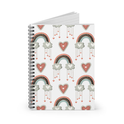 Rainbows and Hearts Valentine Spiral Notebook