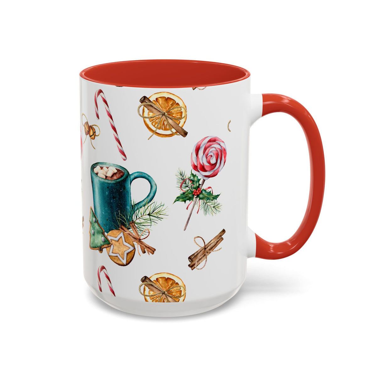 Christmas Candy Cane and Hot Cocoa Coffee Mug