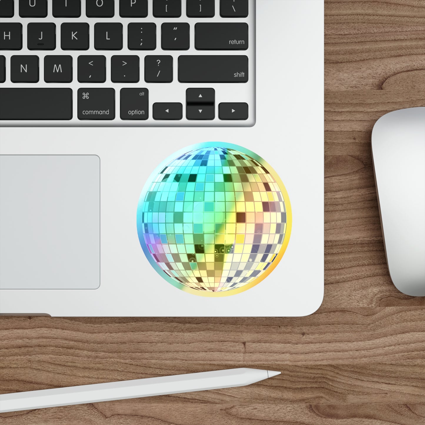 Holographic Disco Ball Stickers — Iridescent Die-Cut Decal for Skateboards & Laptops
