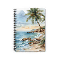 Coastal Palm Beach Spiral Notebook — Ruled Journal with Tropical Seascape Cover