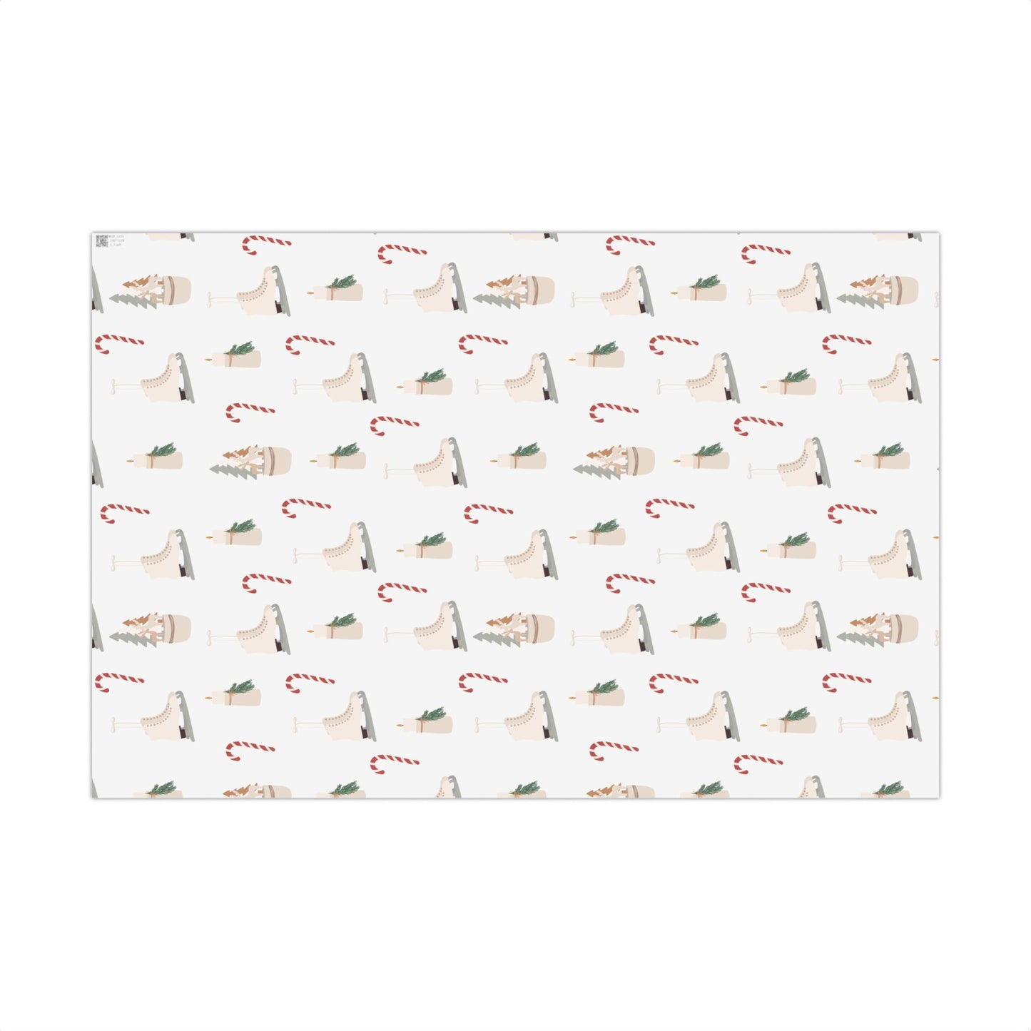 Candy Cane & Ice Skates Holiday Wrapping Paper Roll