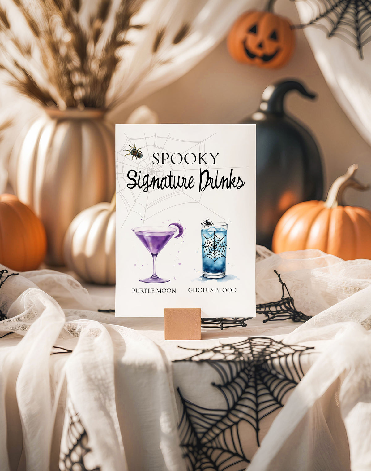Halloween Spider Signature Drink Sign Bar Template