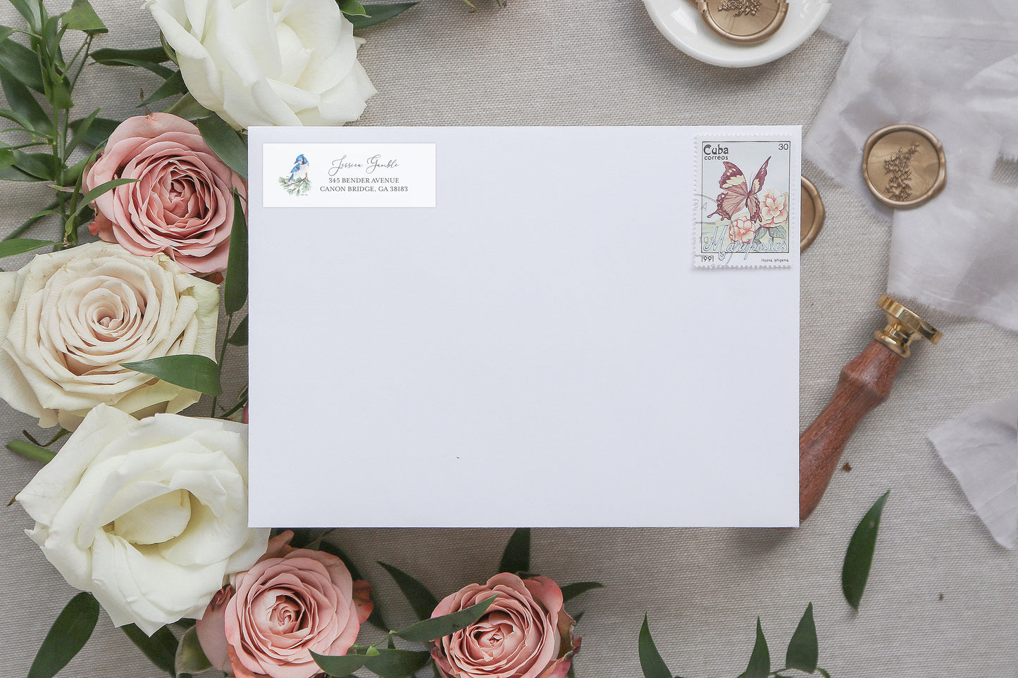 Blue Jay Bird Return Address Sticker