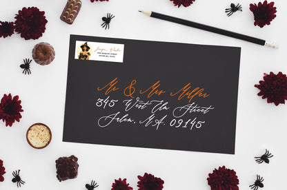 Retro Witch Halloween Return Address Sticker