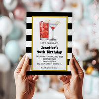 Modern Adult Cocktail Customized Birthday Invitation