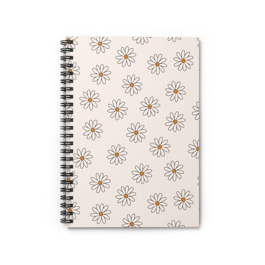 Daisy Pattern Spiral Notebook — Ruled Lined Journal for Notes & School
