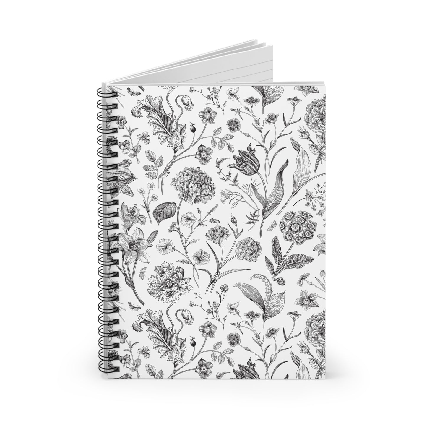 Floral Sketch Spiral Notebook — Ruled Journal for Notes & Sketches