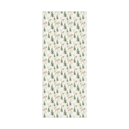 Winter Deer & Pine Holiday Gift Wrap Roll — Festive Wrapping Paper