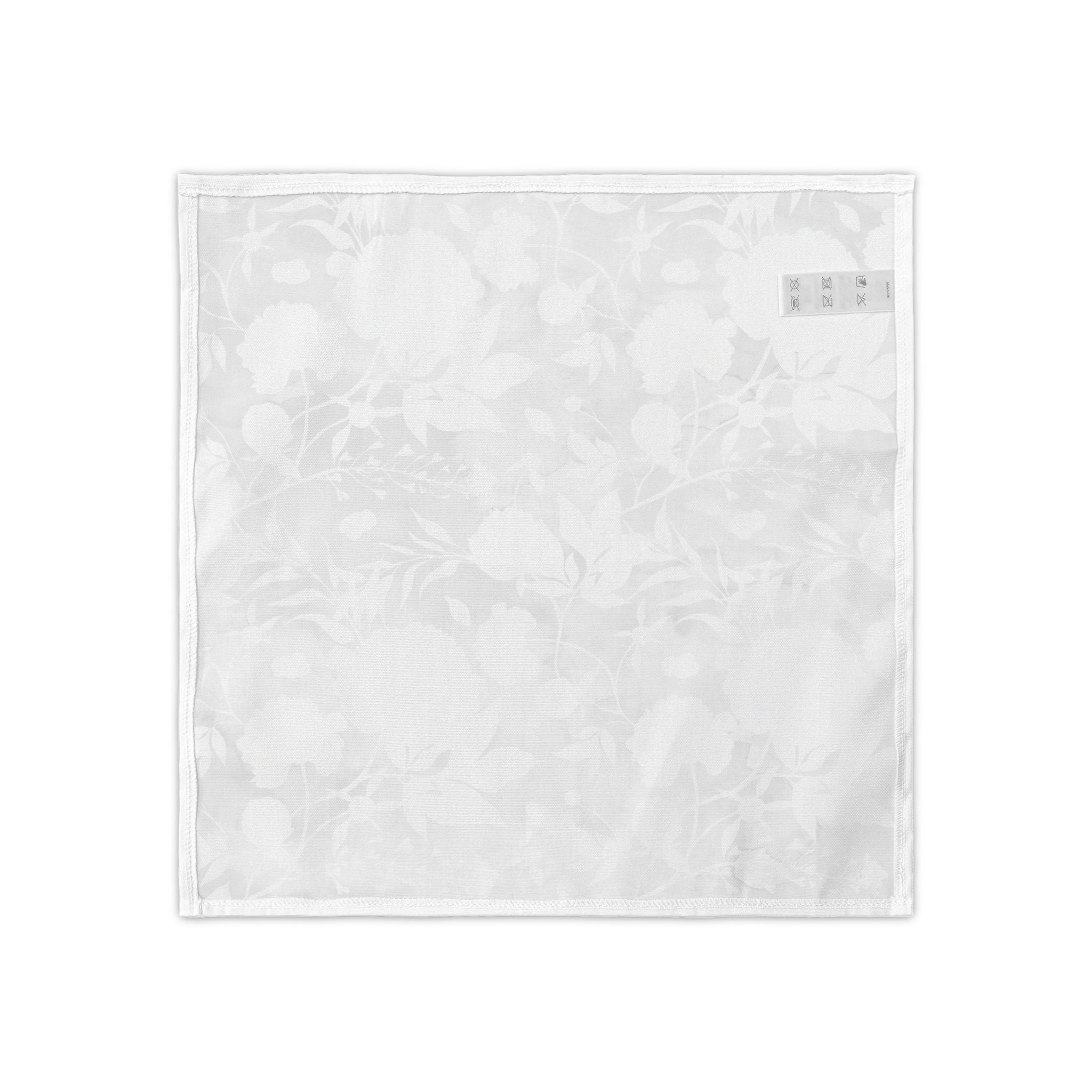 Elegant White Floral Jacquard Napkins (Set of 4) — Reusable Linen Dinner Napkins for Weddings & Holidays