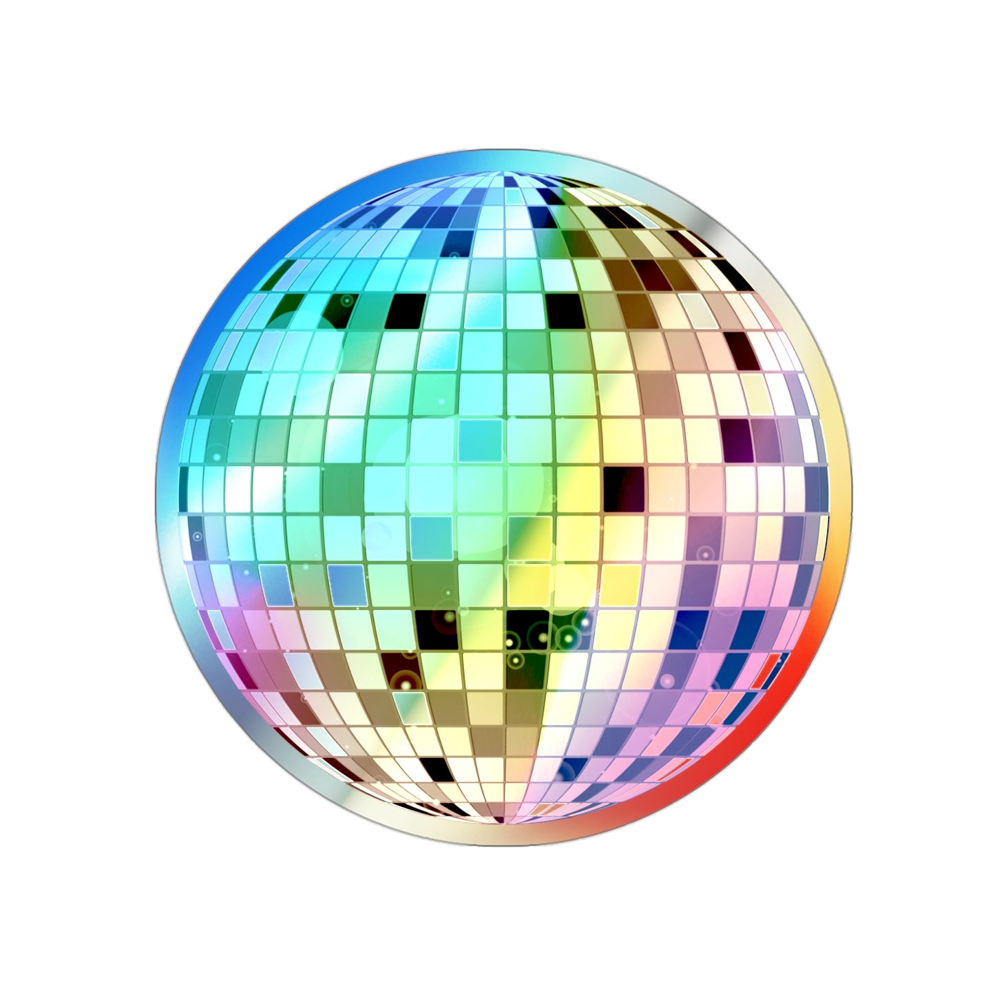 Holographic Disco Ball Stickers — Iridescent Die-Cut Decal for Skateboards & Laptops