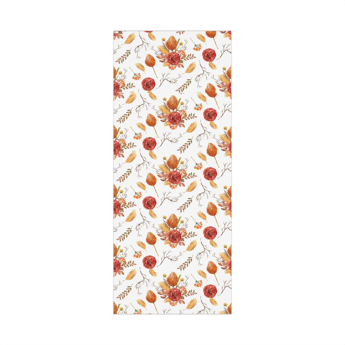 Fall Floral White Wrapping Paper Roll
