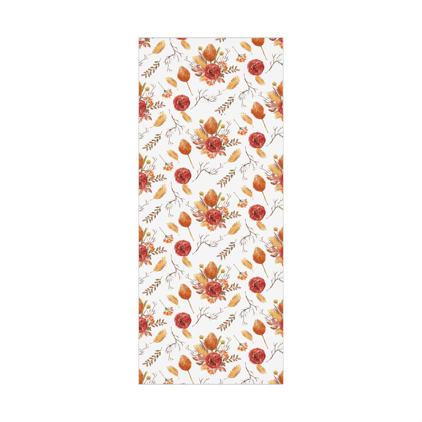 Fall Floral White Wrapping Paper Roll