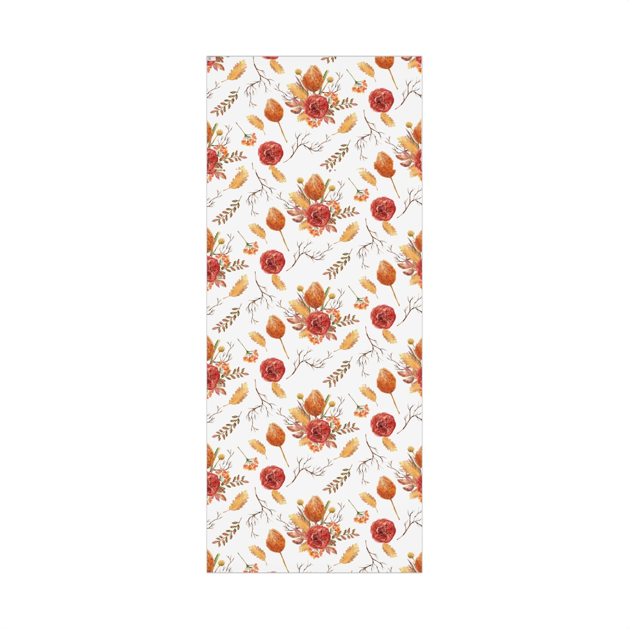Fall Floral White Wrapping Paper Roll