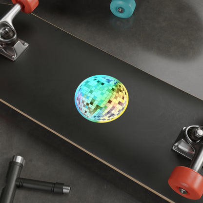Holographic Disco Ball Stickers — Iridescent Die-Cut Decal for Skateboards & Laptops