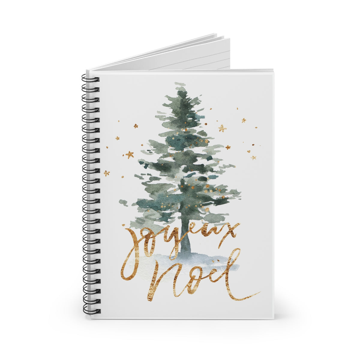 Gold Watercolor Christmas Tree Notebook