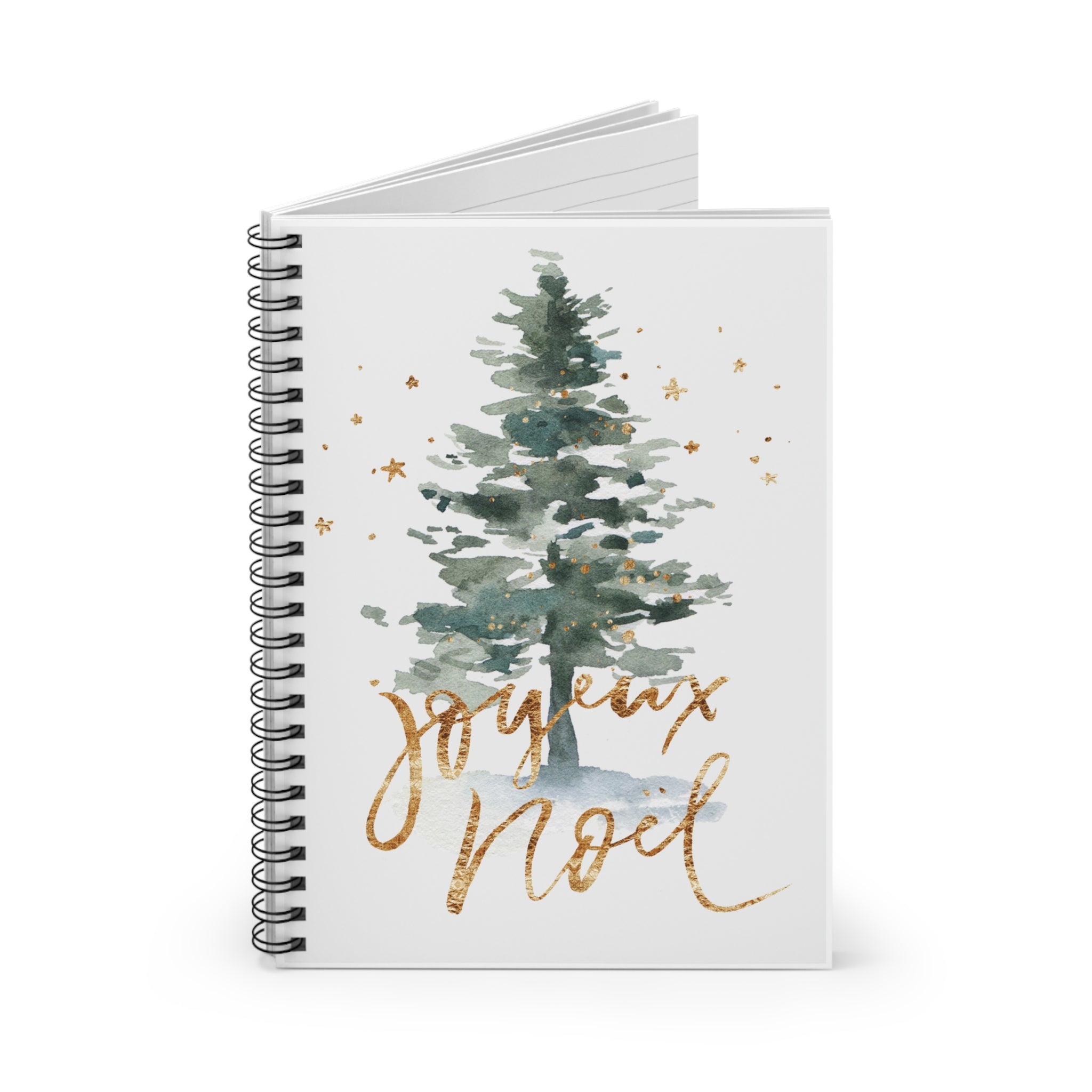 Gold Watercolor Christmas Tree Notebook