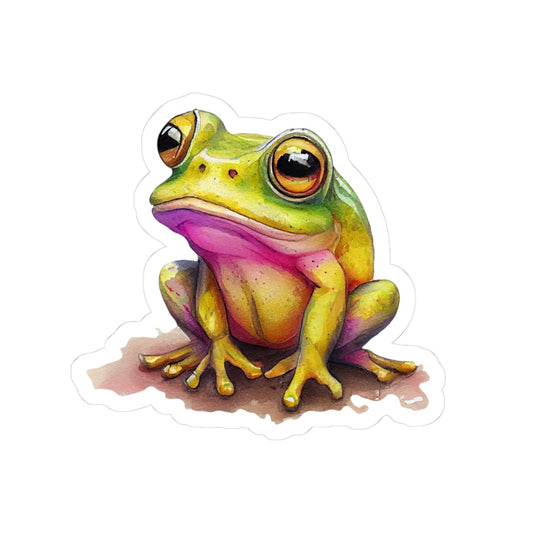 Colorful Tree Frog Kiss-Cut Stickers — Cute Watercolor Animal Laptop Decal