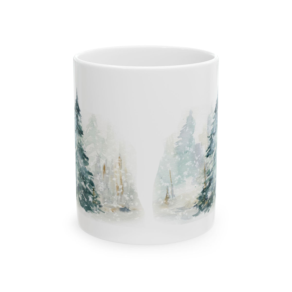 Winter Forest Ceramic Mug — Snowy Pine Trees Coffee Cup (11oz & 15oz)