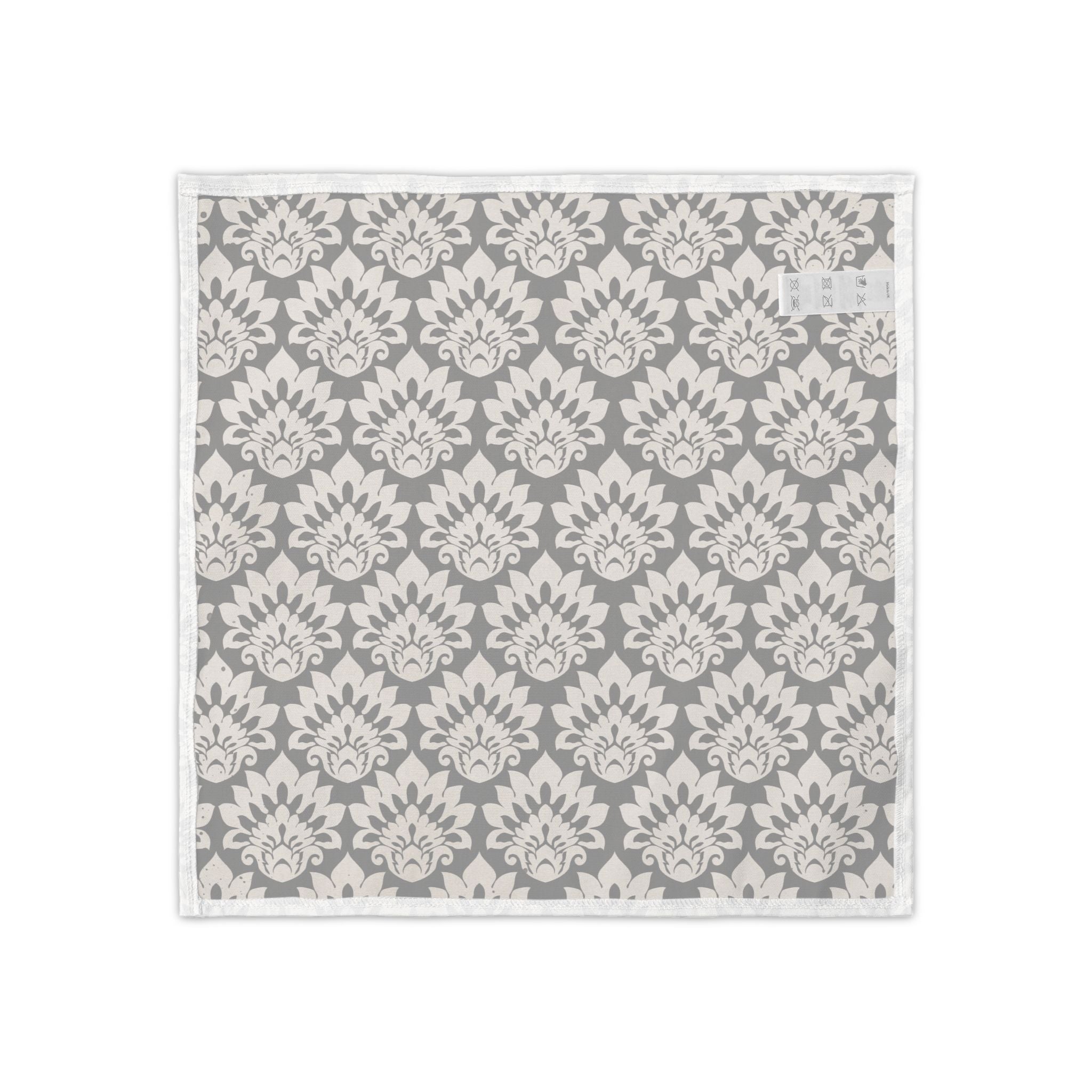 Damask Floral Napkin Set (4) — Black & Cream Decorative Cloth Napkins