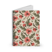 Floral Spiral Notebook — Red Wildflower Ruled Journal