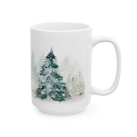 Winter Forest Ceramic Mug — Snowy Pine Trees Coffee Cup (11oz & 15oz)