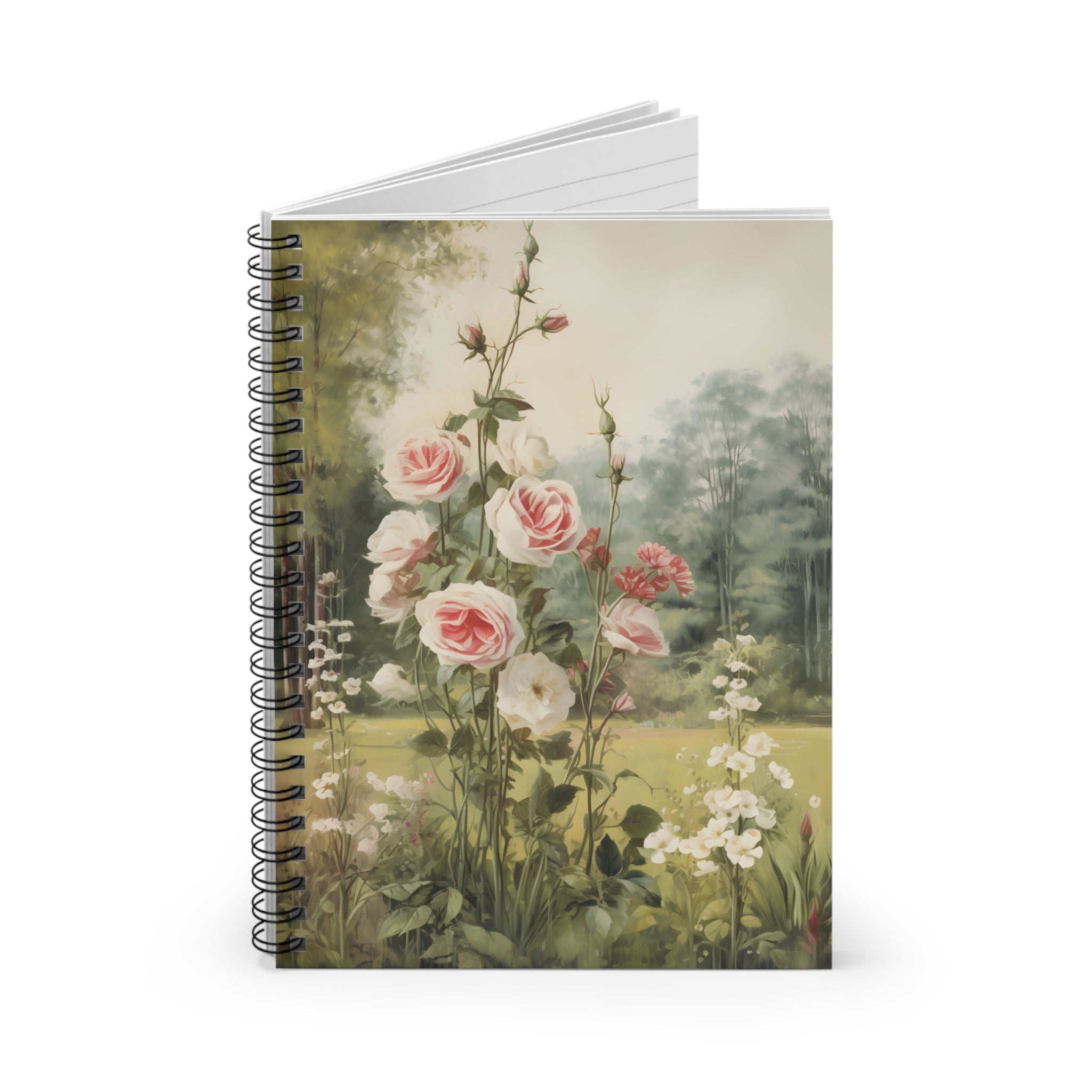 Floral Rose Garden Spiral Notebook — Ruled Journal for Notes & Sketches