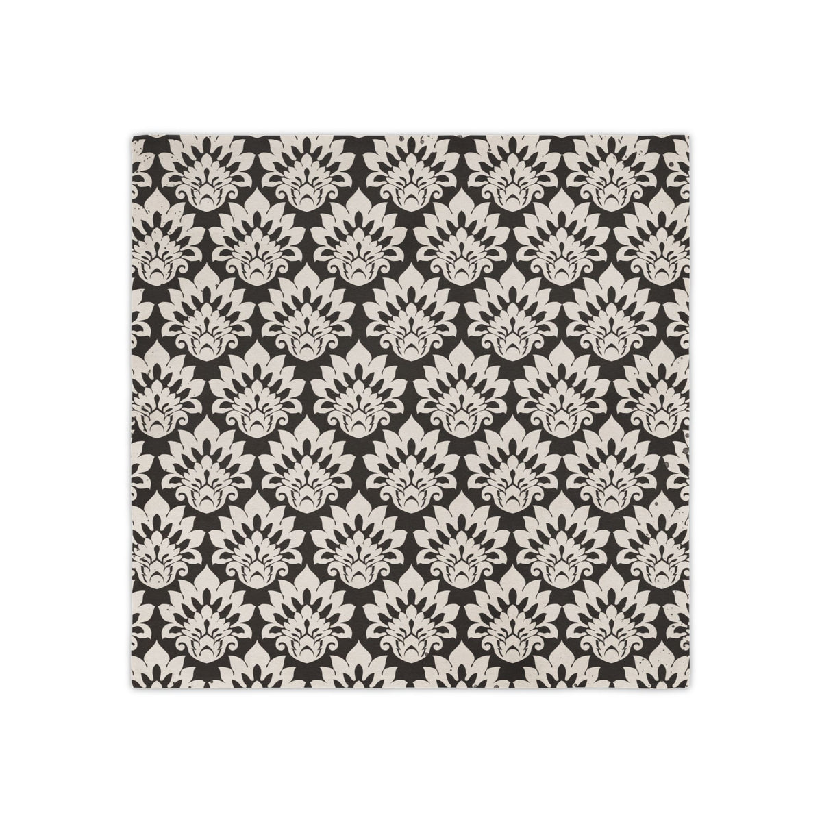 Damask Floral Napkin Set (4) — Black & Cream Decorative Cloth Napkins