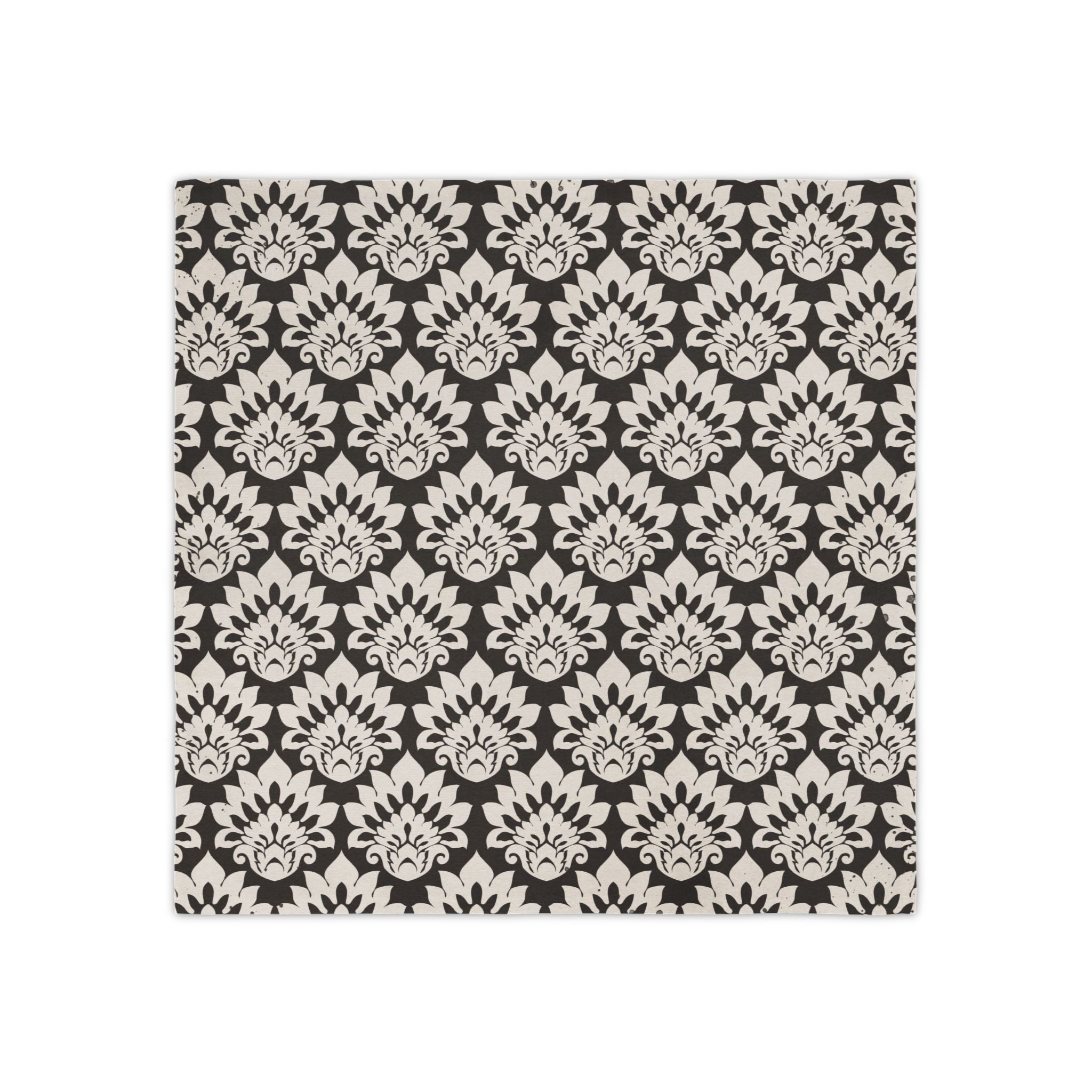 Damask Floral Napkin Set (4) — Black & Cream Decorative Cloth Napkins
