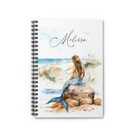 Custom Mermaid Beach Personalized Spiral Notebook — Ruled Journal with Name