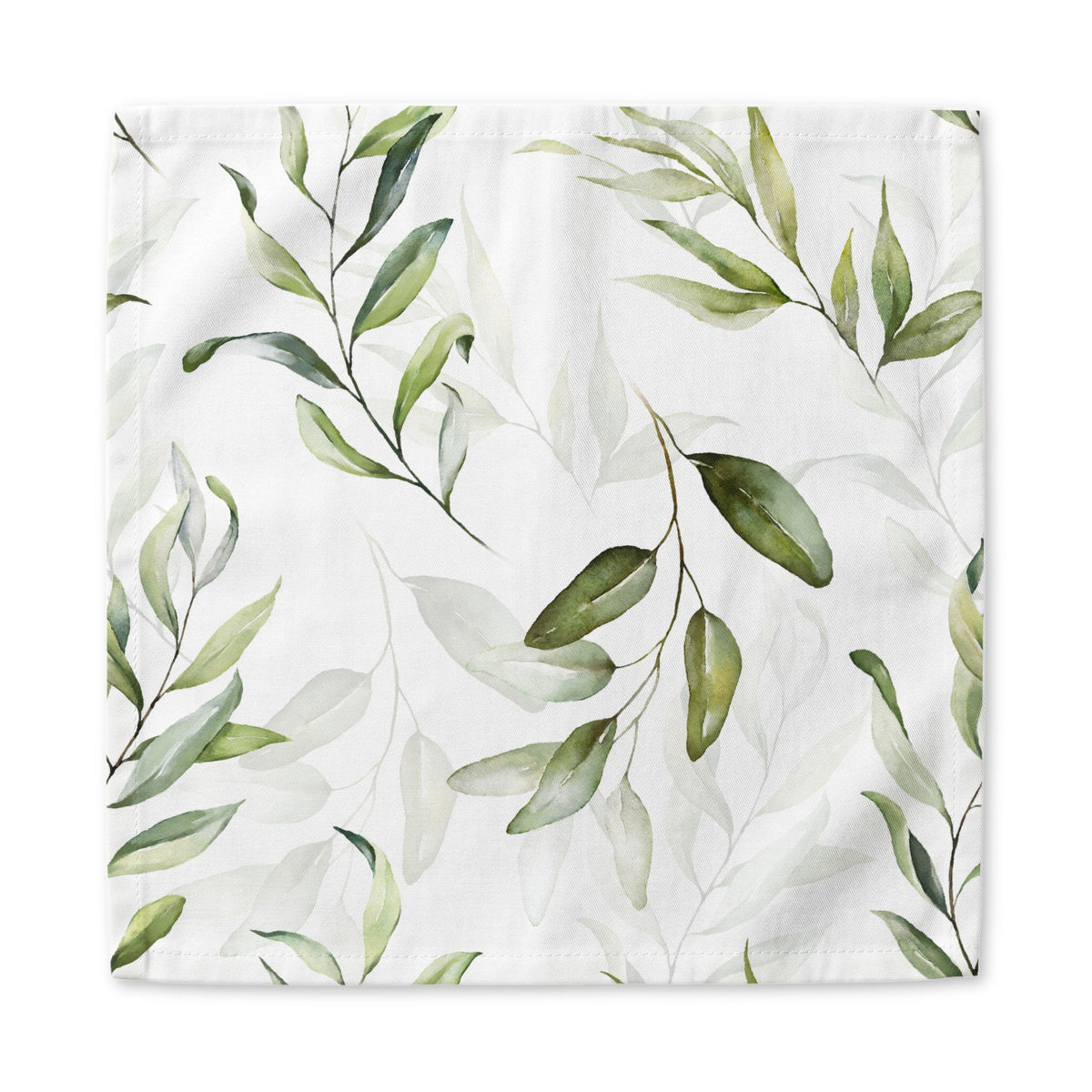 Green Watercolor Eucalyptus Napkin Cotton Twill Dinner Napkin