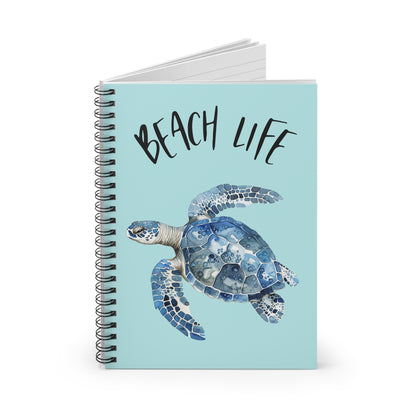 Custom Beach Life Spiral Notebook — Sea Turtle Ruled Journal