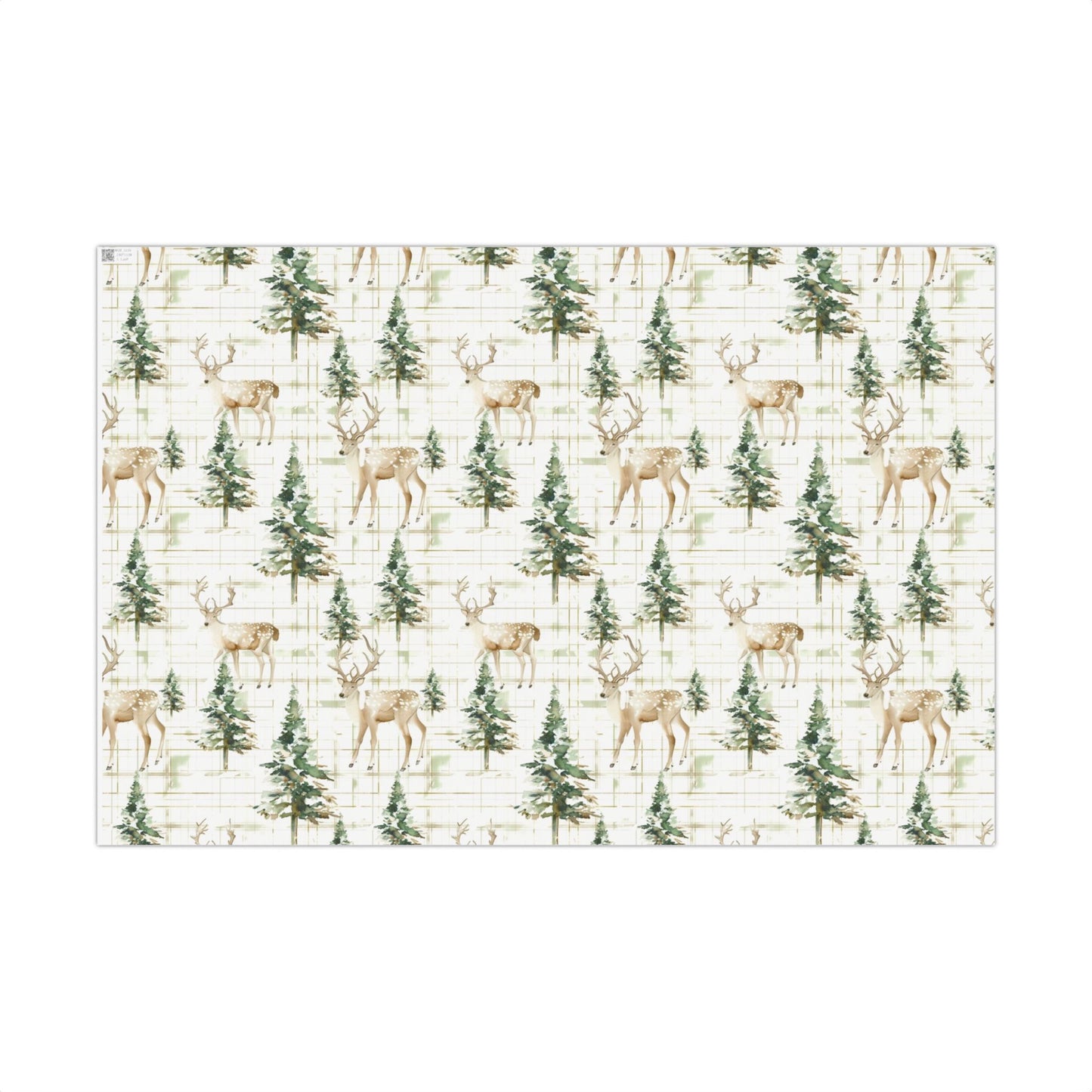 Winter Deer & Pine Holiday Gift Wrap Roll — Festive Wrapping Paper