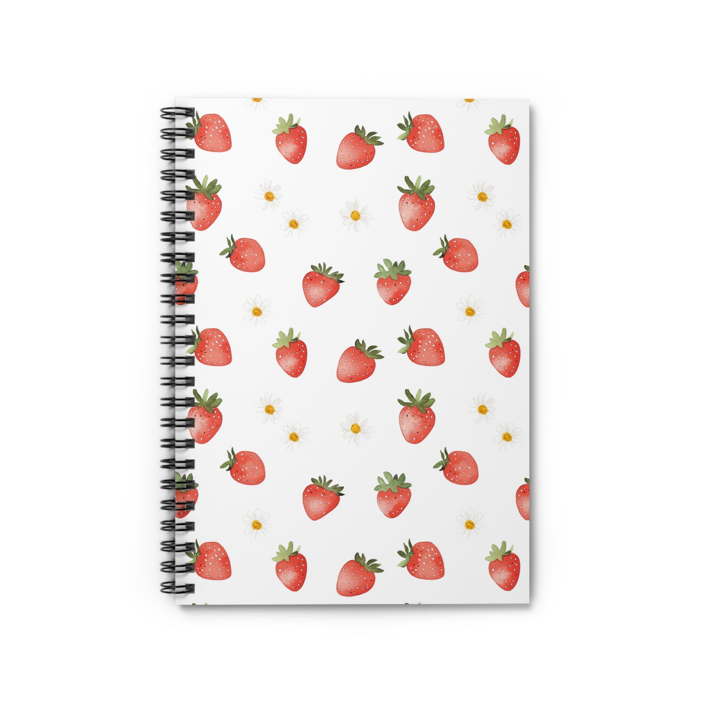 Strawberry Pattern Spiral Notebook — Ruled Journal for School & Notes
