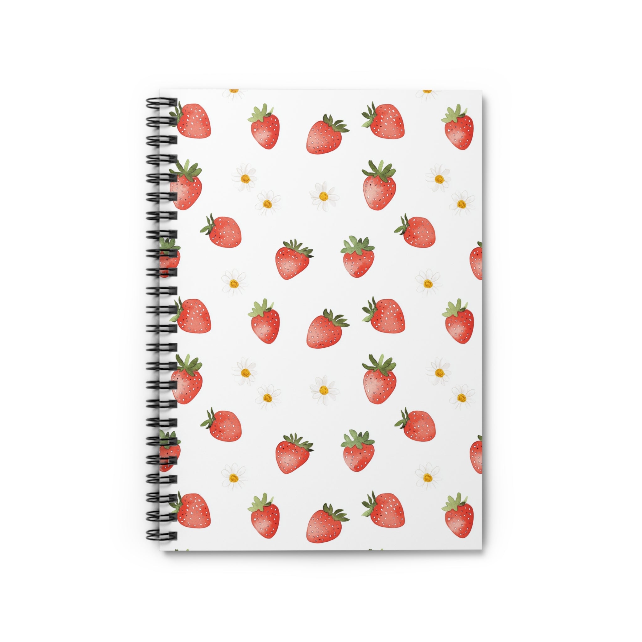 Strawberry Pattern Spiral Notebook — Ruled Journal for School & Notes