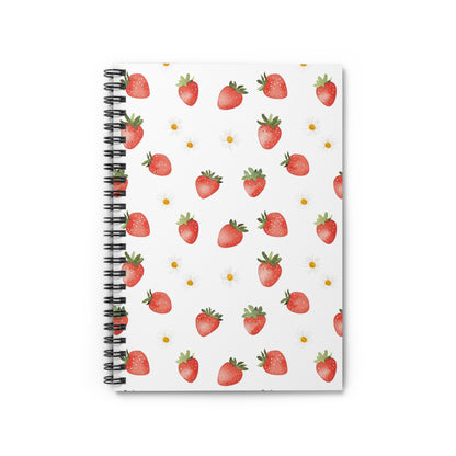 Strawberry Pattern Spiral Notebook — Ruled Journal for School & Notes