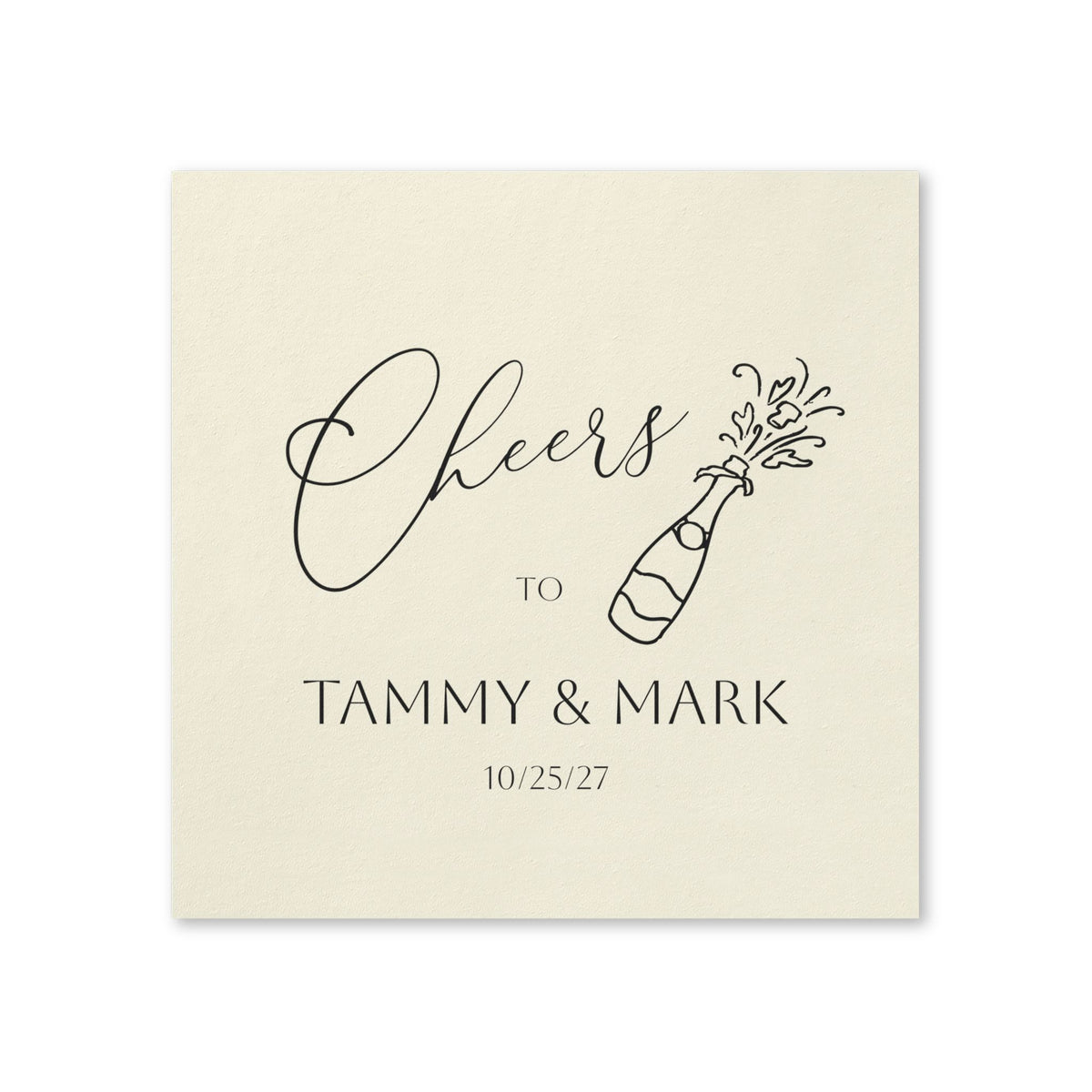 Let's Toast Napkins — Personalized Wedding Cocktail Napkins with Champagne Design
