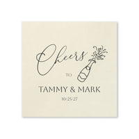 Let's Toast Napkins — Personalized Wedding Cocktail Napkins with Champagne Design