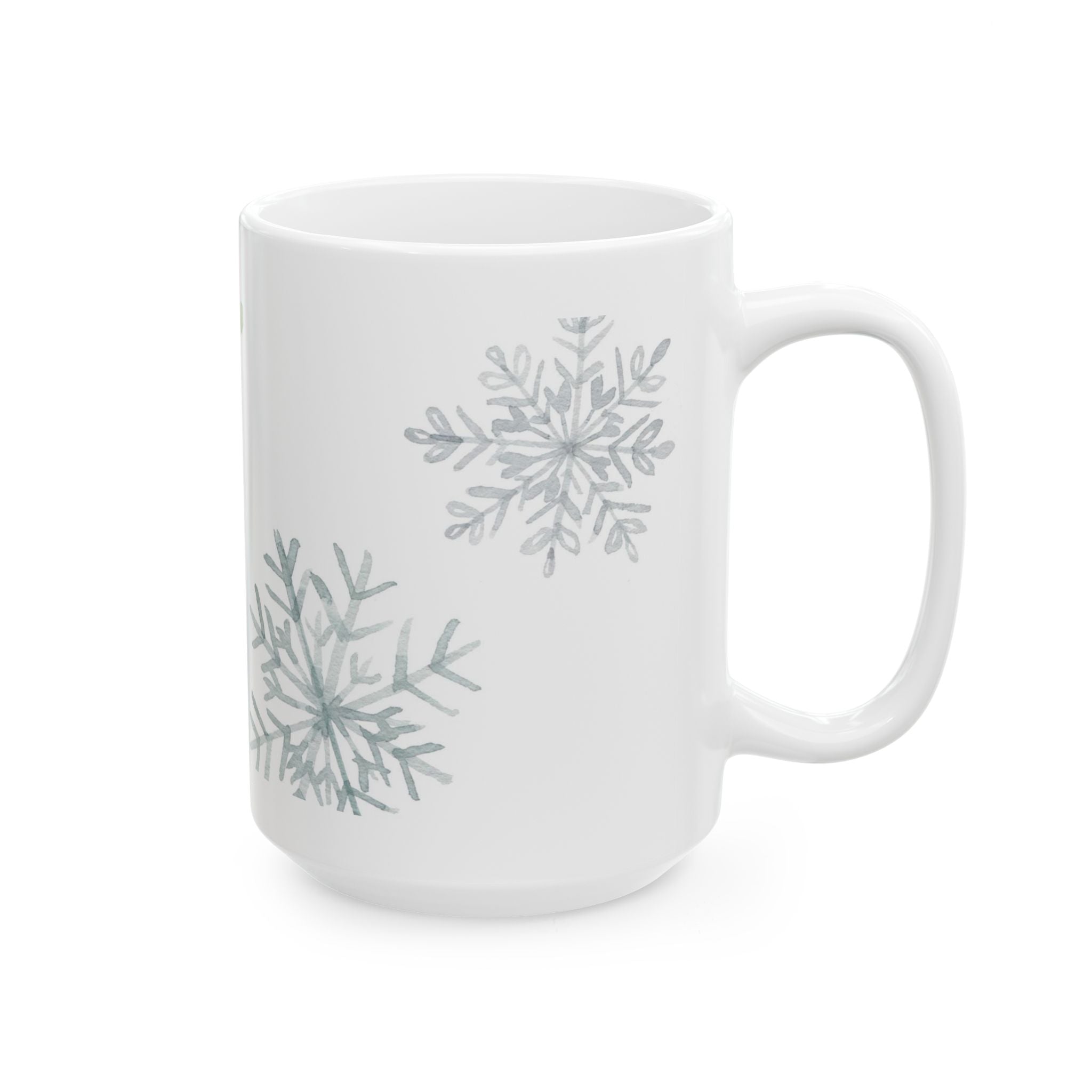 Snowflake Ceramic Mug — Winter Snowflakes 11oz & 15oz Holiday Coffee Cup