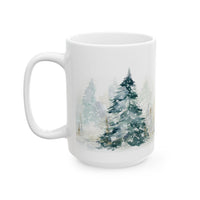 Winter Forest Ceramic Mug — Snowy Pine Trees Coffee Cup (11oz & 15oz)