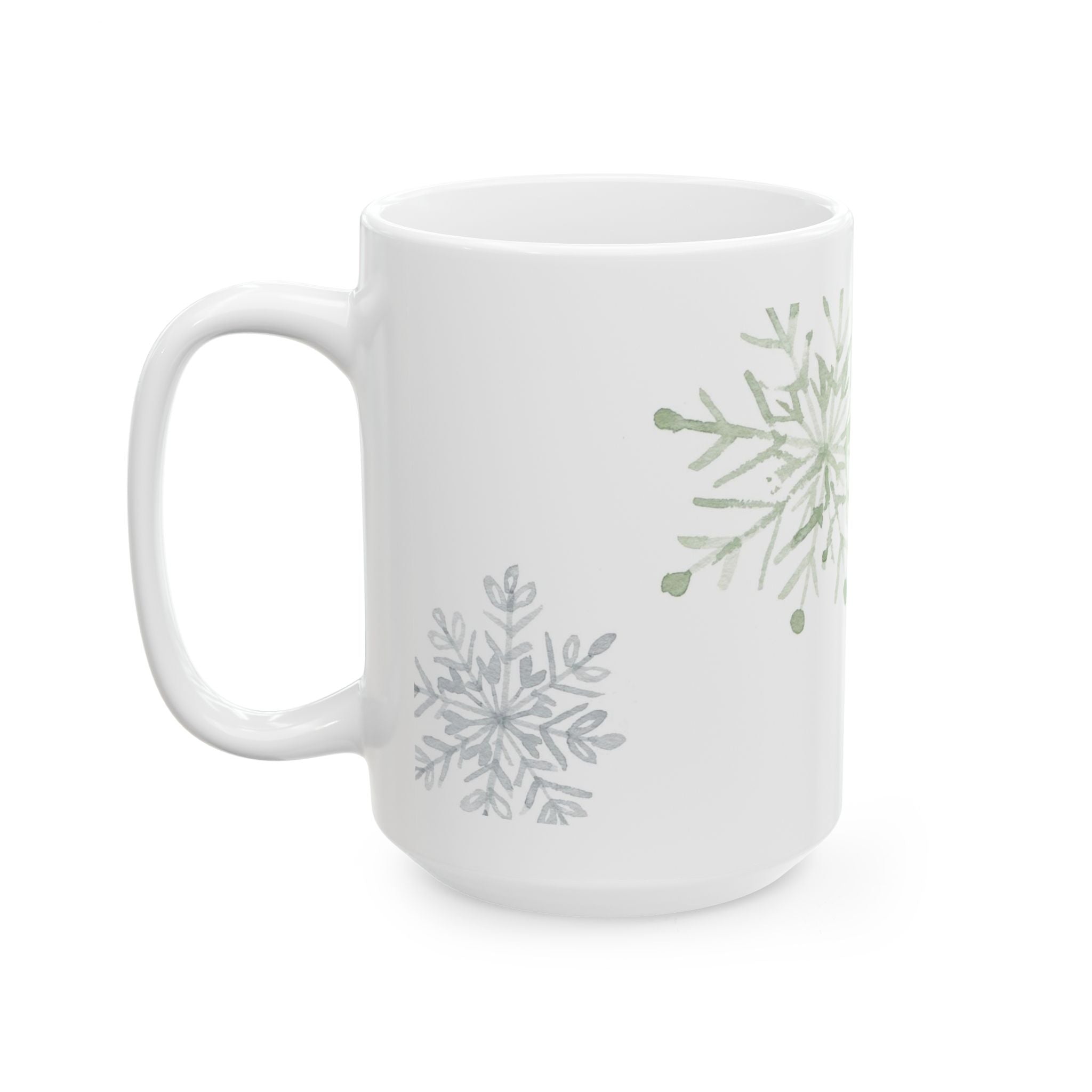 Snowflake Ceramic Mug — Winter Snowflakes 11oz & 15oz Holiday Coffee Cup
