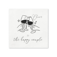 Cocktail Cheers Napkins — “Cheers to the happy couple” Wedding Cocktail Napkins