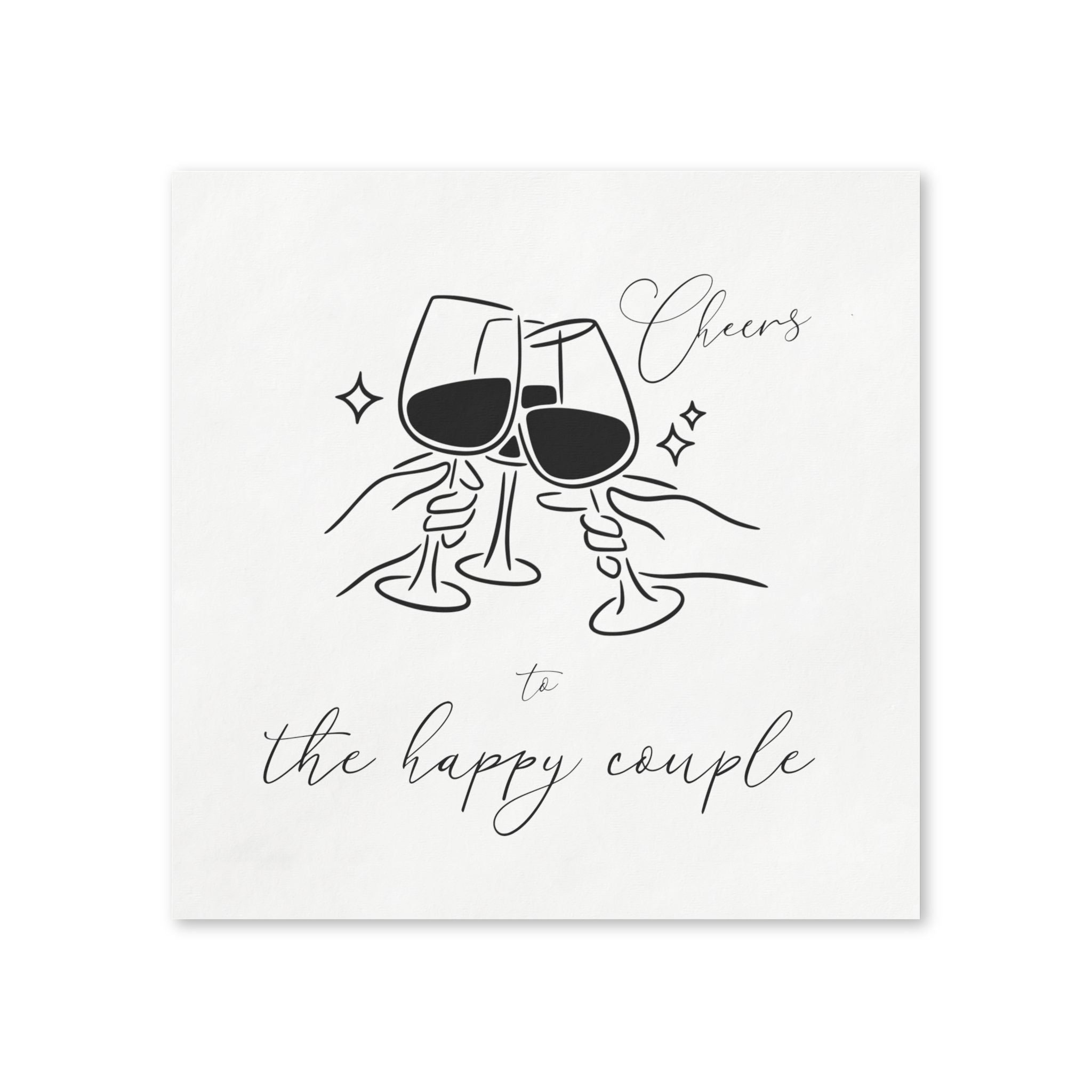 Cocktail Cheers Napkins — “Cheers to the happy couple” Wedding Cocktail Napkins