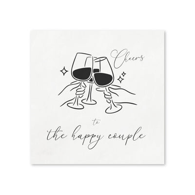Cocktail Cheers Napkins — “Cheers to the happy couple” Wedding Cocktail Napkins